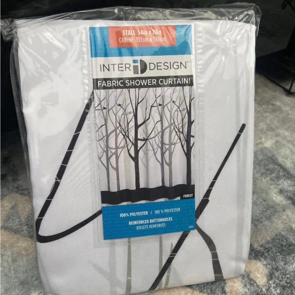 InterDesign Forest Shower Curtain - Black and White